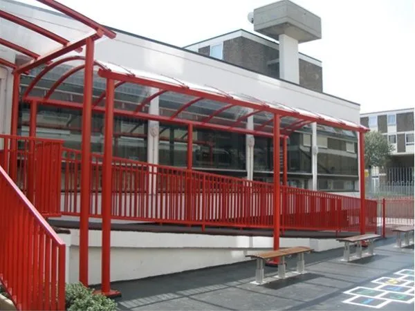 Curved Polycarbonate Roof Walkway Library London