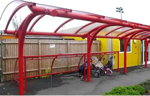 Curved Polycarbonate Roof Walkway School Enfield