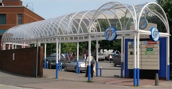 Curved Polycarbonate Walkway Supermarket Stratford