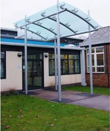 Faceted Satin Glass Entrance Feature School Atherton