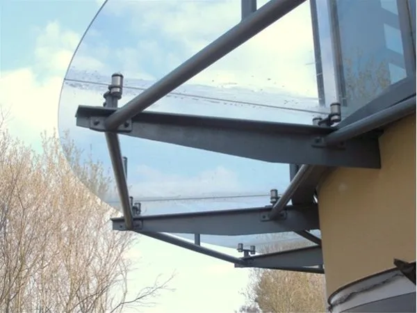 Radial Front Edge Suspended Glass Canopy Offices Birmingham