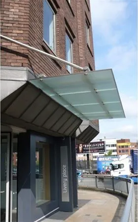 Suspended Satin Glass Canopy Offices Birmingham