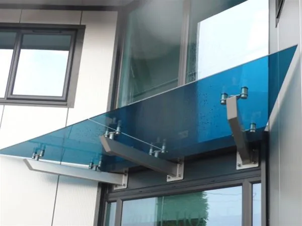 Suspended Blue Glass Canopy Offices Hyde