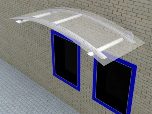Curved Polycarbonate Canopy Supermarket ATM Paystation Leicester With 3d Images