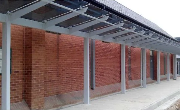 School Walkway AntiSun Blue Glass Oakham