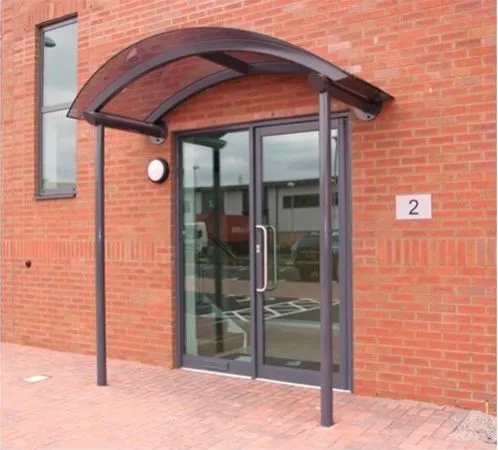 Curved Grey Polycarbonate Supported Canopy Offices Rugby