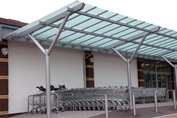 Satin Glass Supported Canopy Supermarket Southampton