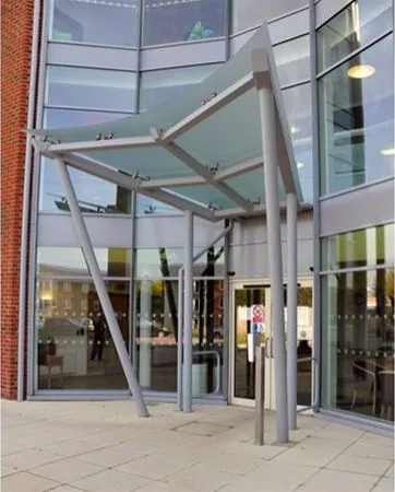 Satin Glass Supported Canopy Care Home Entrance Slough