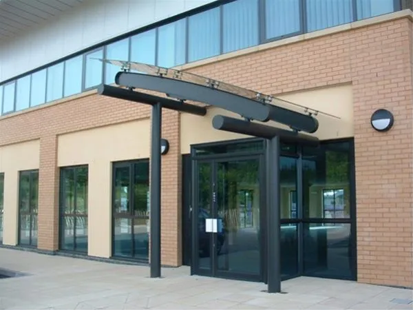 Faceted Glass Supported Canopy Offices Newport