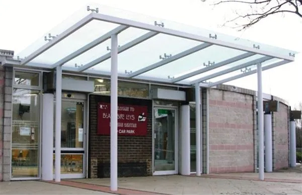 Satin Glass Supported Canopy Sports Centre Oxford