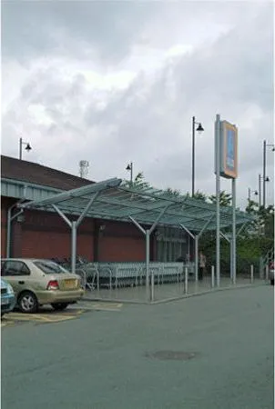 Supported Glass Canopy Supermarket Merthyr Tydfil