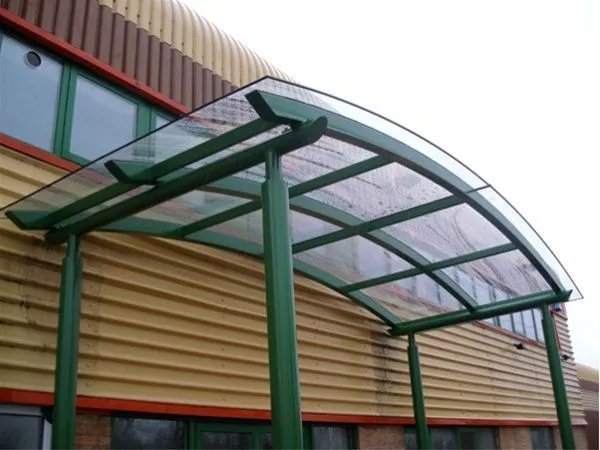 Curved Polycarbonate Supported Canopy Offices Newport