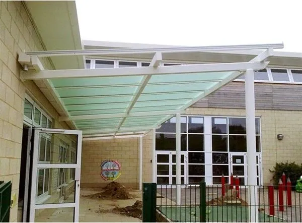 Satin Glass Supported Canopy School Newcastle