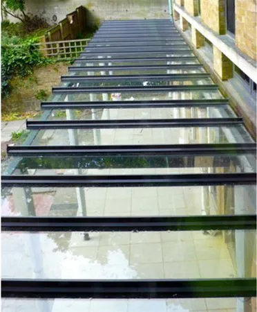 Supported Walkway Canopy Top View Glazing