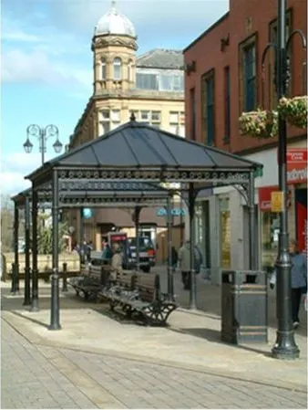 Patent Glazed Glass Roof Seating Pavilions Town Centre Morley