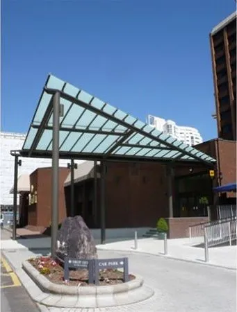 Satin Patent Glazed Entrance Feature Hotel Cardiff