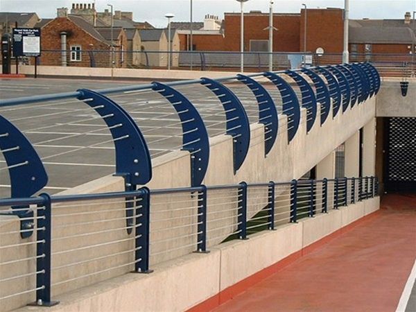 R02 Decorative Metal Wire Profiled Railings for Car Park and Ramp to Supermarket Redcar