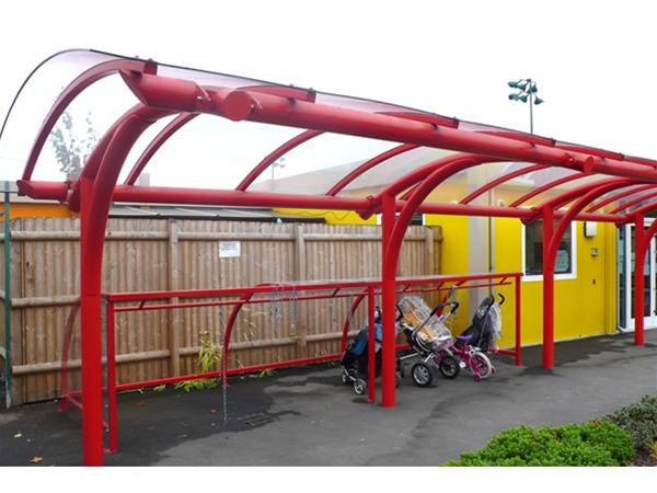 W05 Curved Polycarbonate Roof Walkway School Enfield