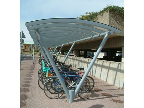 CS04 Y Shaped Polycarbonate Roof Cycle Storage Unit to Hospital Southampton