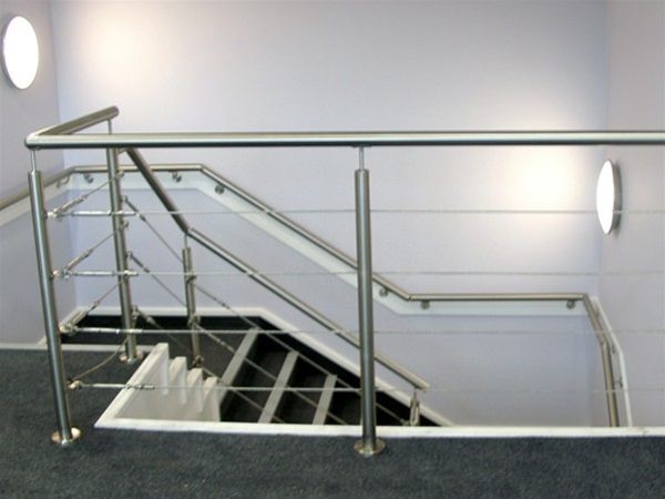 R03 Stainless Steel Metal Wire Railings to Stairway in Offices Huddersfield