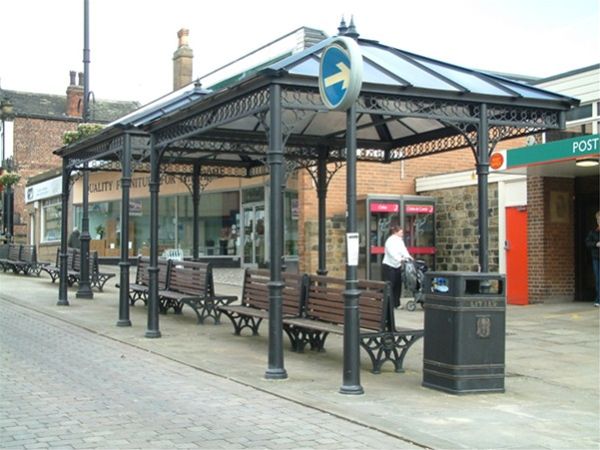 P06 Patent Glazed Glass Roof Seating Pavilions Town Centre Morley