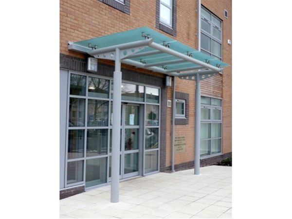 SPC07 Satin Glass Supported Canopy Hospital Gobowen