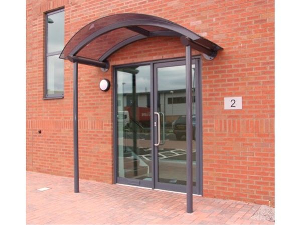 SPC01 Curved Grey Polycarbonate Supported Canopy Offices Rugby