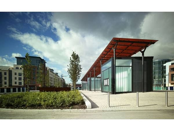 W03 Coloured Glass Supported Roof Walkway Feature Clongriffin Dublin